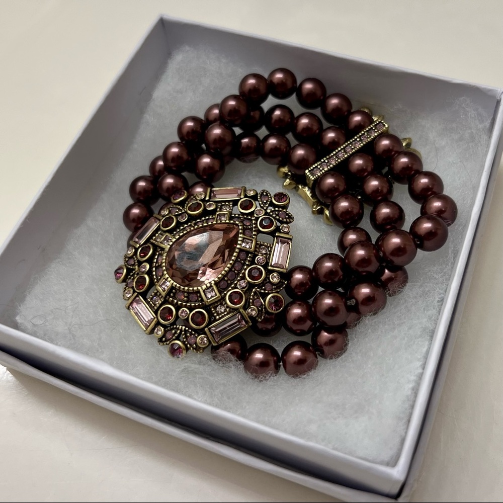 Heidi Daus rich purple beaded stretch bracelet